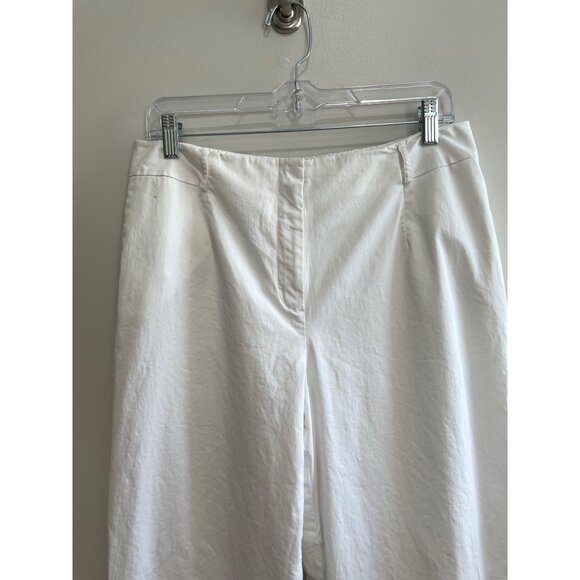 Talbots Wide Leg Chino Pants Womens 12 White Lined Stretch Fabric Made in Italy - Picture 3 of 11